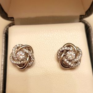 Sterling Silver Knot Cubic Zirconia Earrings